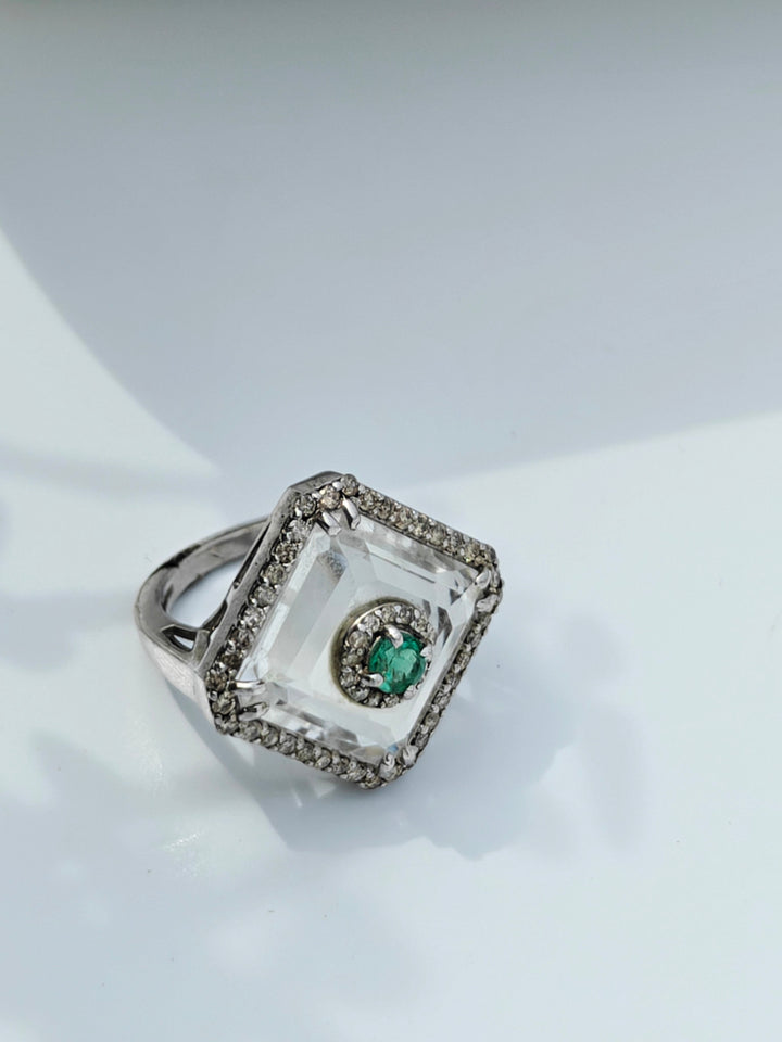 Moon Crystal Emerald Ring