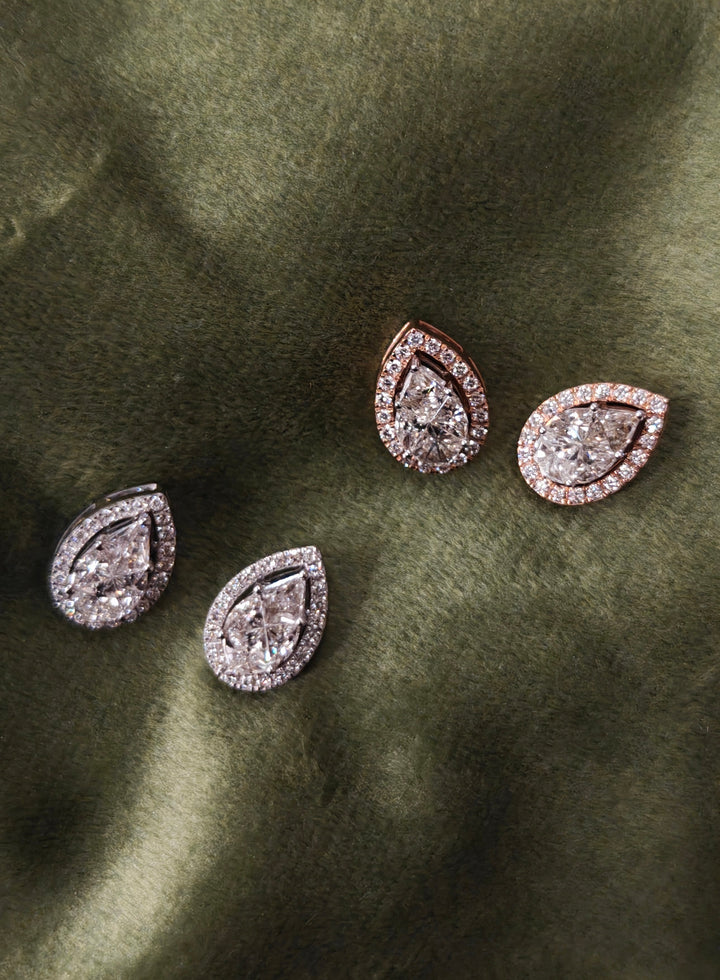 Illusion Setting Pear Studs