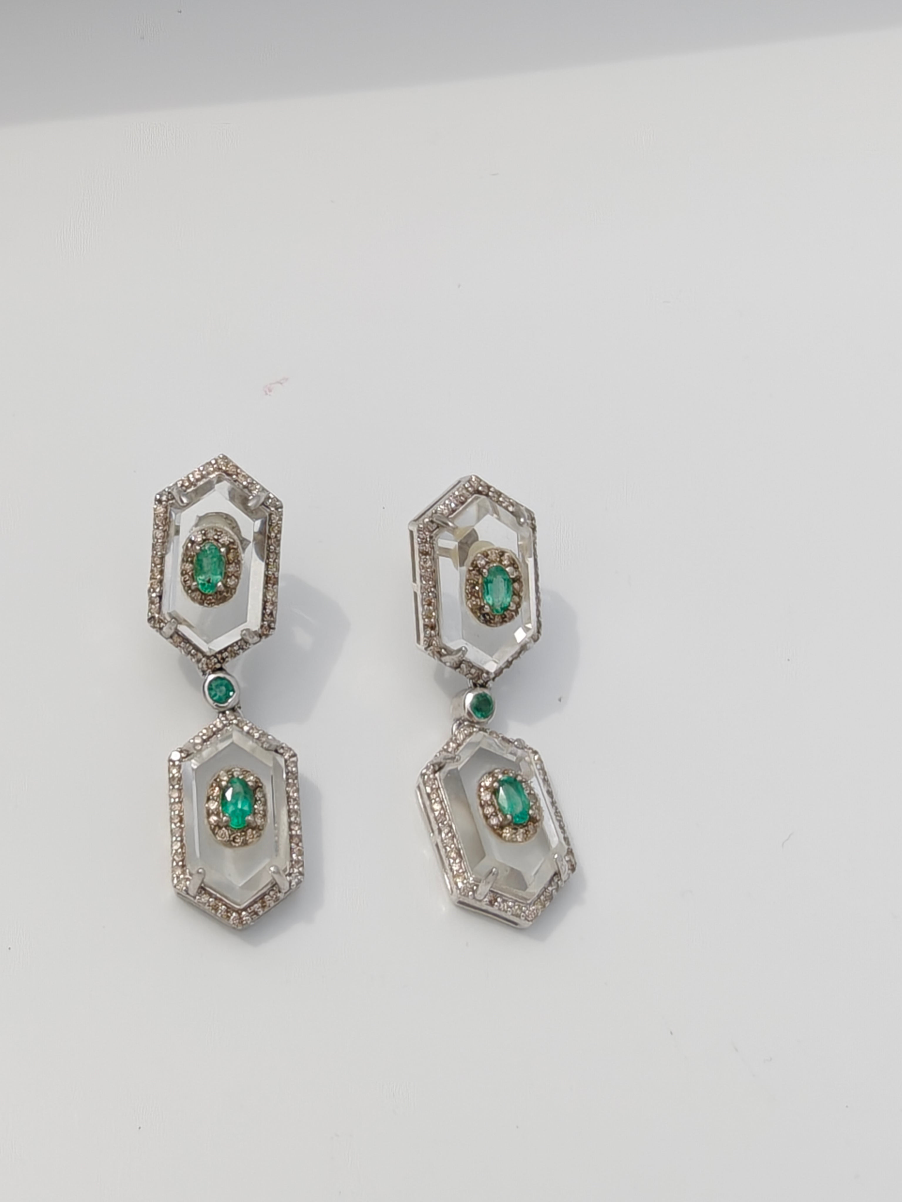 Moon Crystal Emerald Earrings