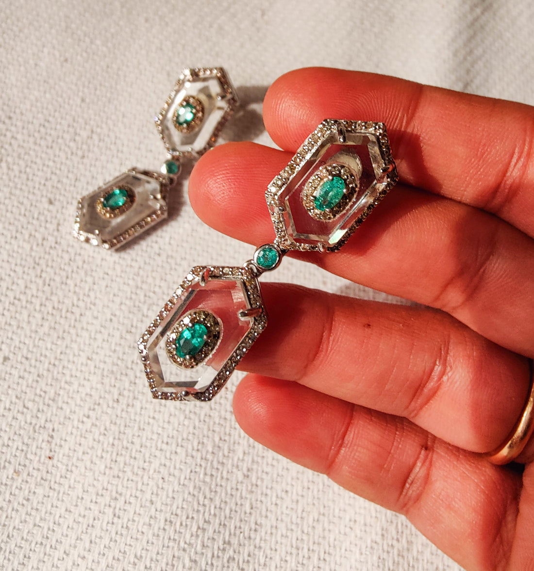 Moon Crystal Emerald Earrings