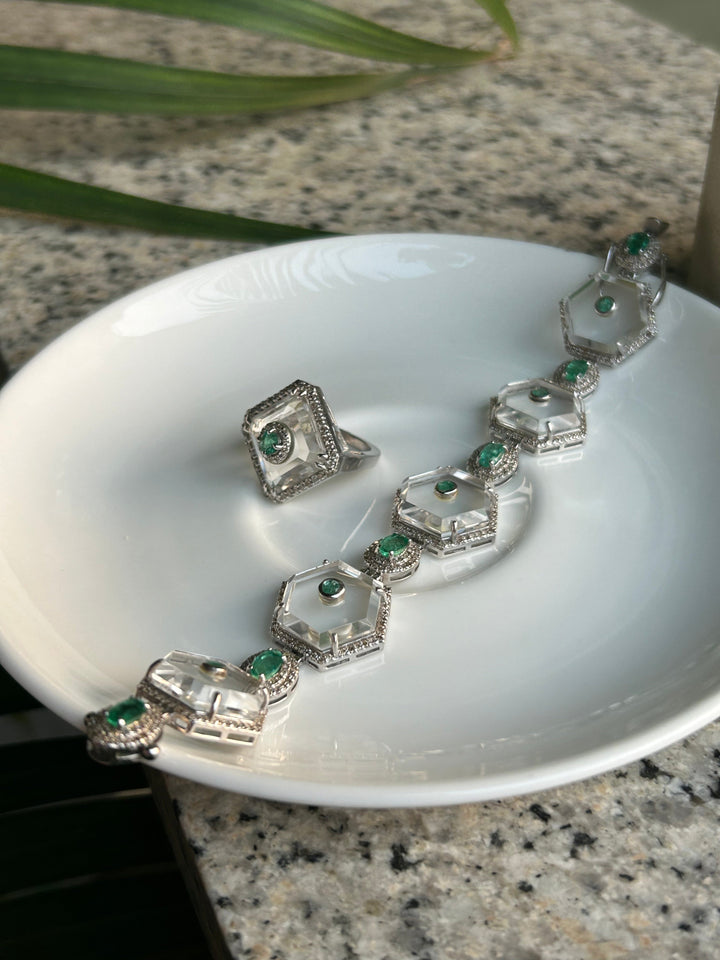 Moon Crystal Emerald Ring